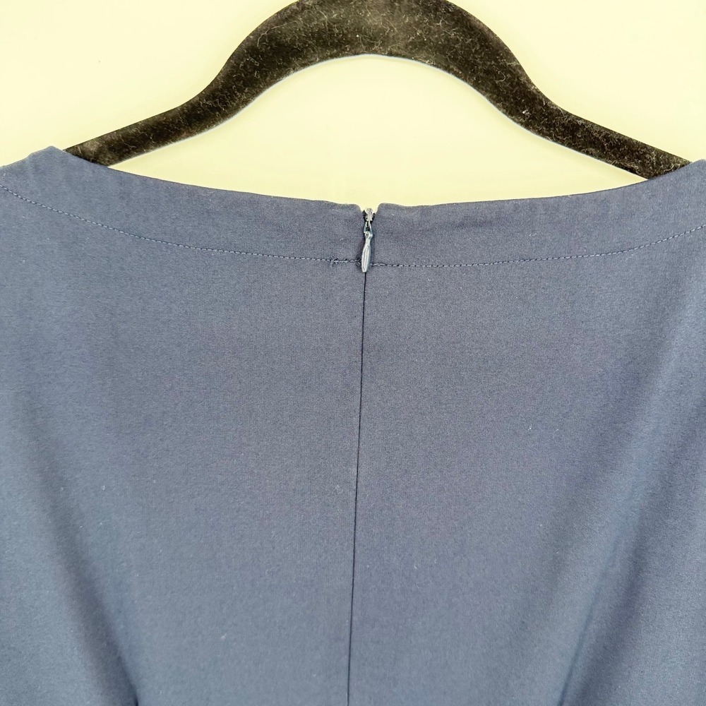 J. McLaughlin Sarra Sheath Dress L Winter Navy Bainbridge Cloth Ruched Office - Picture 7 of 10